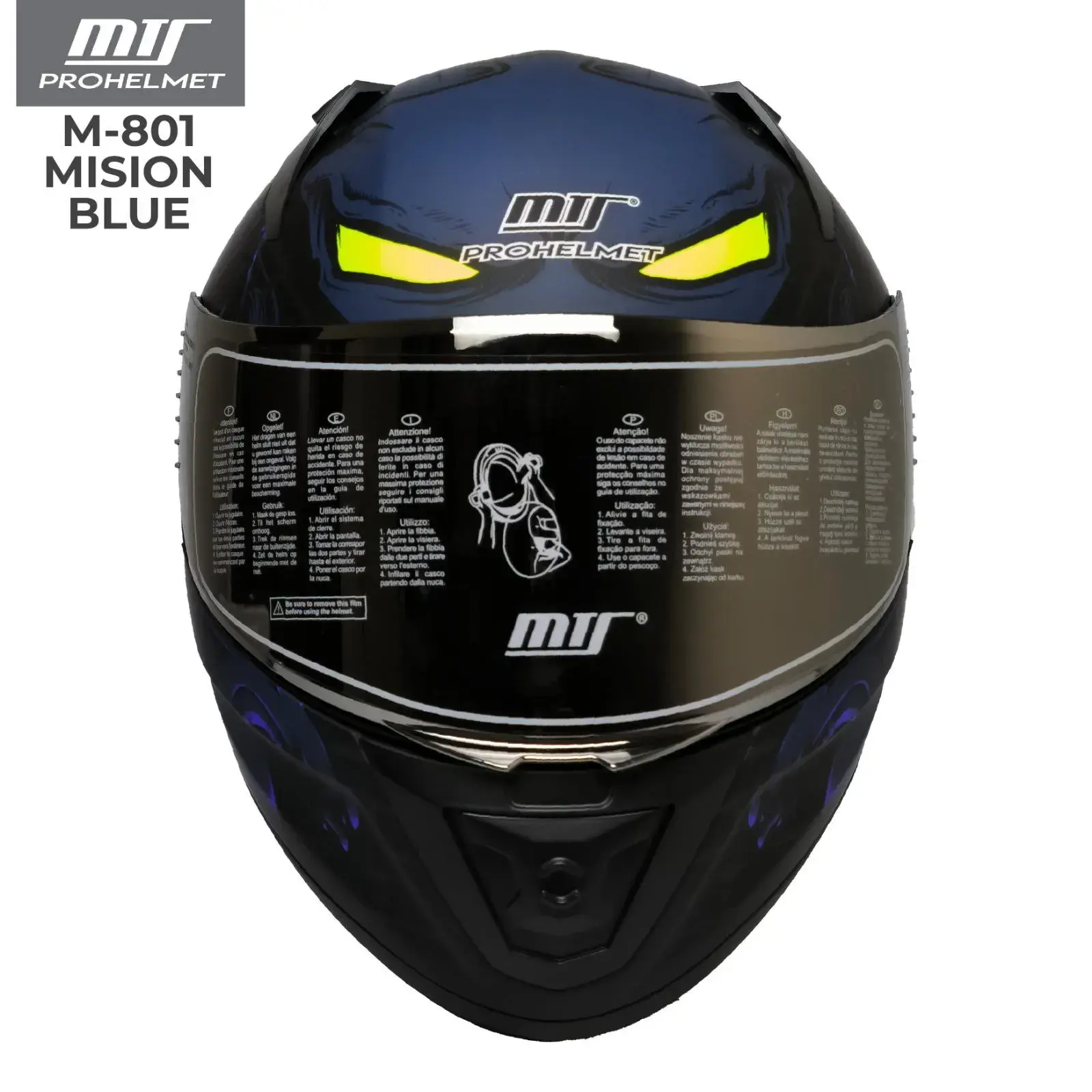 MTS M-801 MISION BLUE MAT FULL FACE KASK (SİYAH VİZÖRLÜ)